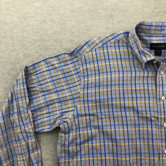 Scott Barber Button Down Shirt Mens Size XL Window Pane Plaid Long Sleeve - Picture 2 of 16